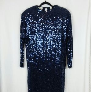 Vintage Circa 1985 Silk & Sequin Cocktail Dress